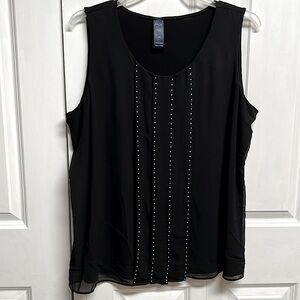 Fade Black Multi Color Beads Sleeveless Top Plus Size 2X